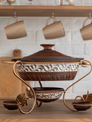 Садж "Жаровня з соусниками ангоб" 3 л