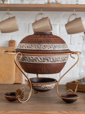 Садж "Макітра з соусниками ангоб" 3,5 л