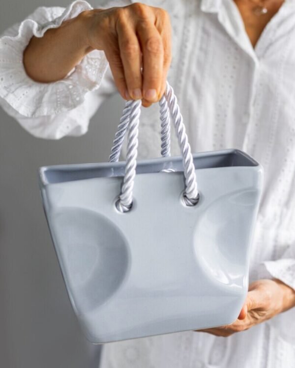 Ваза "Сумочка" блакитно - сіра - Зображення 2