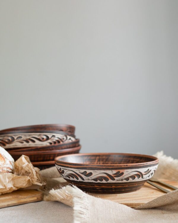 Салатник із червоної глини 1,4 л (ангоб) - Зображення 5