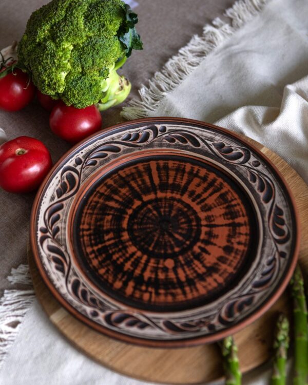 Тарілка з бортиками ангоб 25 см - Зображення 4